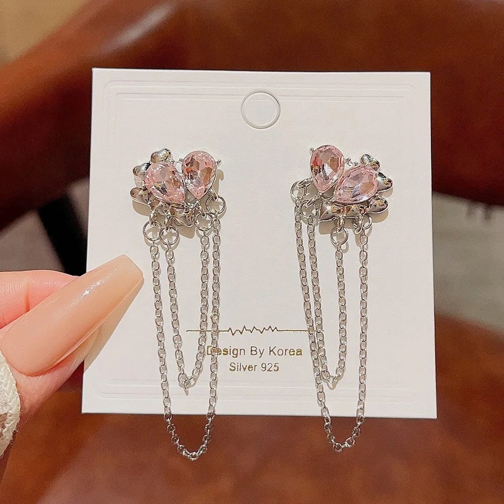 FS-ERS9NB3 - Multi-Hearts Chain Earrings