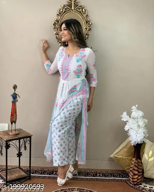 Beautifull Printed Nayra Cut Kurta And Pant