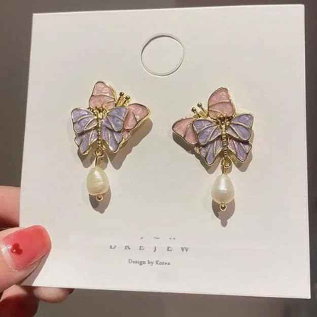 FS-ERS9N65 - Enamel Dainty Butterfly Earrings